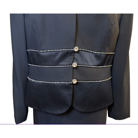 Nah Nah Collection 2Pcs Cocktail Occasion Suit Sz. 16 Black Rhinestones - Picture 6 of 7